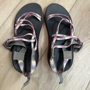 Chaco Kids Black Water Shoes with Multicolor Straps